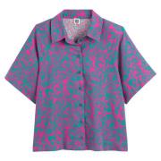 Camisa de algodón y lino, estampado floral