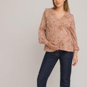 Blusa de embarazo con cuello en pico y estampado floral