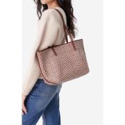 Bolso tote de piel y algodón tejido