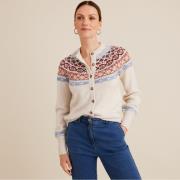 Chaqueta de punto jacquard, cierre con botones