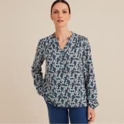 Blusa con cuello tunecino, estampado de flores