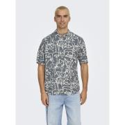 Camisa estampada de viscosa y lino